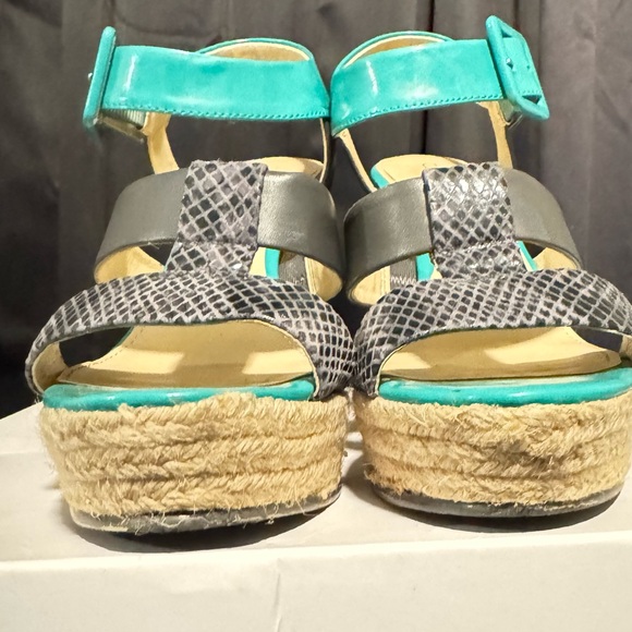 CALVIN KLEIN
Ellison two-tone espadrille Turquoise and Gray Wedge Sandals - Picture 12 of 16